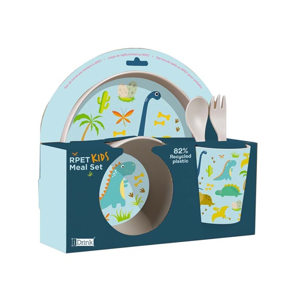 Set da tavola Kids Dino - bicchiere ciotola piattino e posate