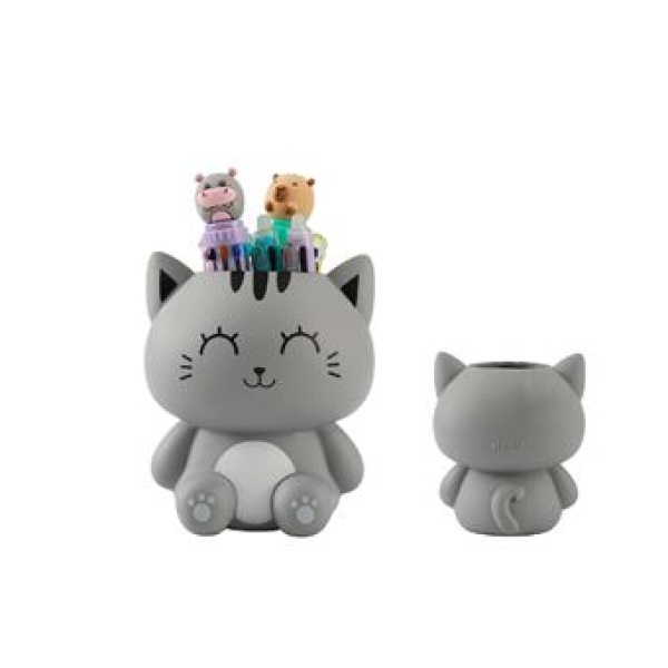 Portapenne 3D Gatto Grigio