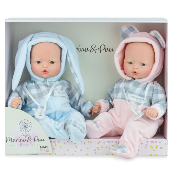 Bambola Marina & Pau – Set Gemelli Bebè con tutina - 26cm