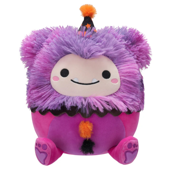Squishmallows Peluche cm20 - Halloween - Woxie il Bigfoot Magenta in costume da clown