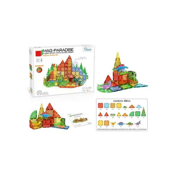 MAG-PARADISE - Piastrelle 32 pcs - DINOSAURI