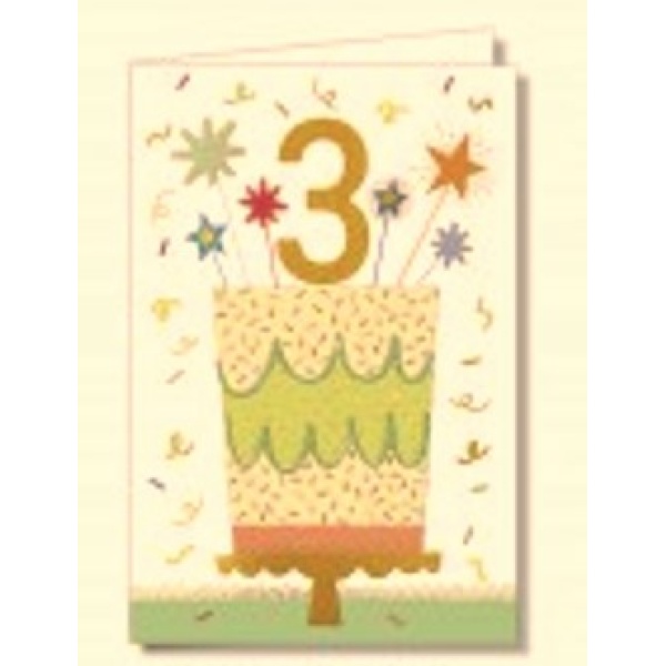 Biglietto - BUON COMPLEANNO - NUMERO 3 verde