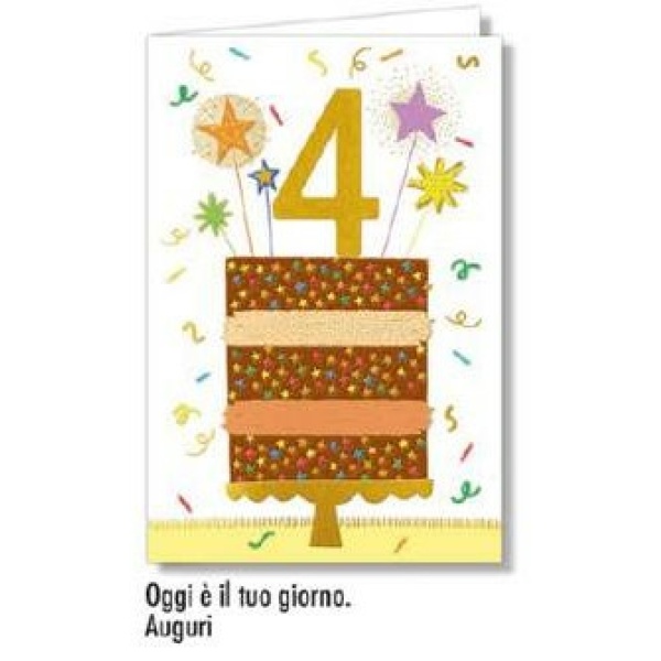 Biglietto - BUON COMPLEANNO - NUMERO 4 giallo