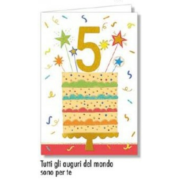 Biglietto - BUON COMPLEANNO - NUMERO 5 rosso