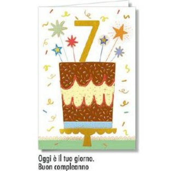 Biglietto - BUON COMPLEANNO - NUMERO 7 verde