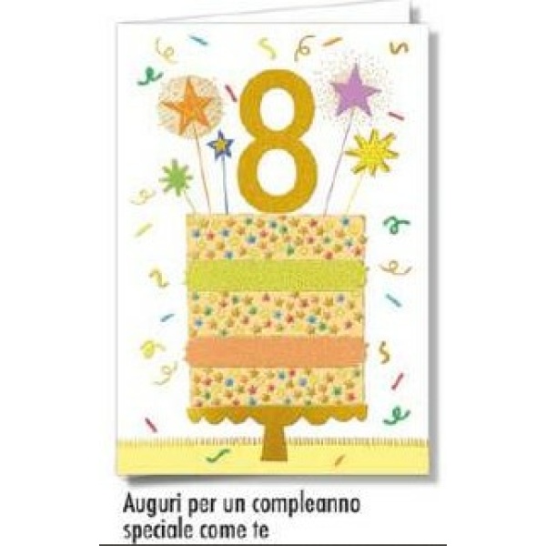 Biglietto - BUON COMPLEANNO - NUMERO 8 giallo