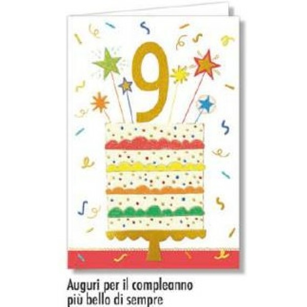 Biglietto - BUON COMPLEANNO - NUMERO 9 rosso