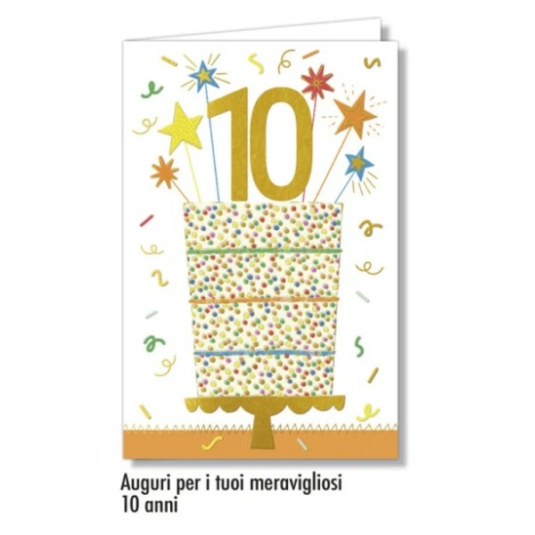 Biglietto - BUON COMPLEANNO - NUMERO 10 arancio