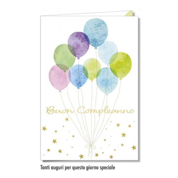 Biglietto - BUON COMPLEANNO - PALLONCINI verde