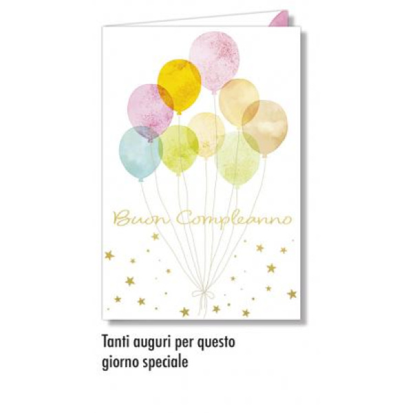 Biglietto - BUON COMPLEANNO - PALLONCINI arancione