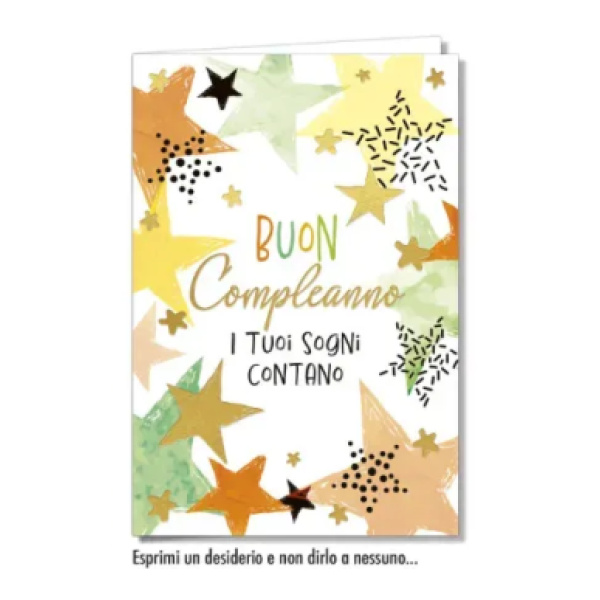 Biglietto - BUON COMPLEANNO - STELLINE giallo