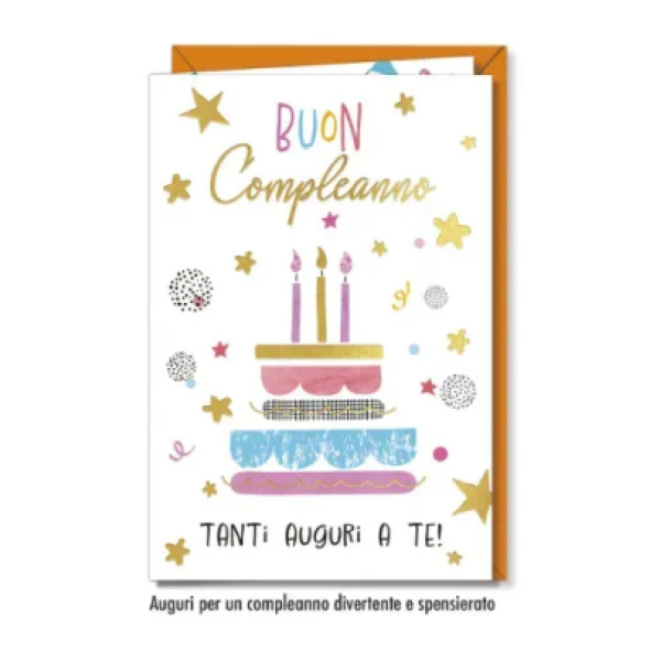 Biglietto - BUON COMPLEANNO - TORTA arancione