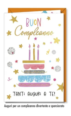 Biglietto - BUON COMPLEANNO - TORTA arancione