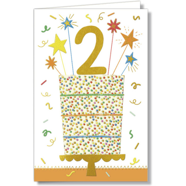 Biglietto - BUON COMPLEANNO - NUMERO 2 arancione