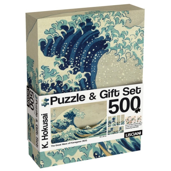 Puzzle 500 pezzi & Gift Set - La Grande Onda di Kanagawa - K.Hokusai