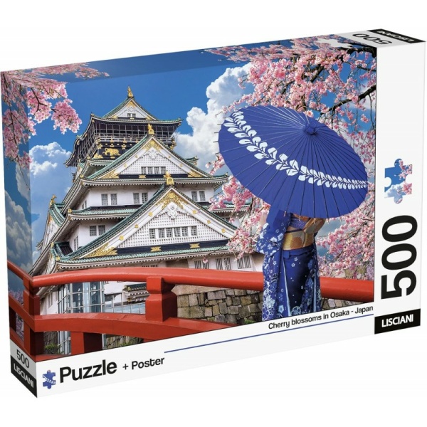 Puzzle 500 pezzi + poster - JAPAN - CHERRY BLOSSOMS IN OSAKA